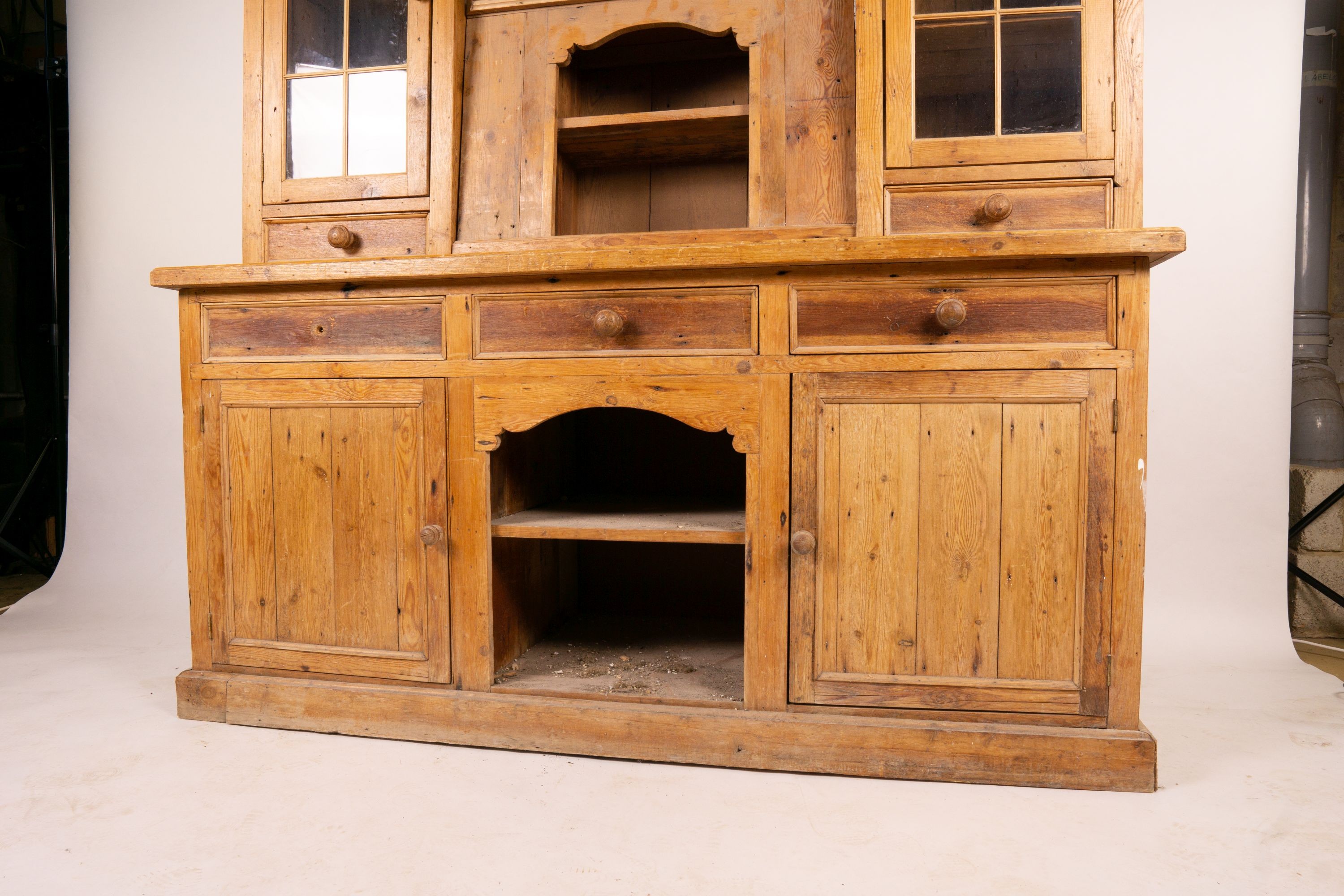 A stripped pine dresser, W.185cm D.66cm H.202cm